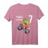Kinder Geburtstag T-Shirt für 7-Jährige - Dinosaurier & Monster Truck Motiv für Jungen und Mädchen, klassisch geschnitten