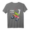 Kinder Geburtstag T-Shirt für 7-Jährige - Dinosaurier & Monster Truck Motiv für Jungen und Mädchen, klassisch geschnitten