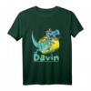 Kinder Dinosaurier T-Shirt mit Namen Davin – Personalisiertes Einschulungsgeschenk & Geburtstagsgeschenk für Dino-Liebhaber