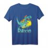 Kinder Dinosaurier T-Shirt mit Namen Davin – Personalisiertes Einschulungsgeschenk & Geburtstagsgeschenk für Dino-Liebhaber