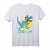 Kinder Dinosaurier T-Shirt mit Namen Davin – Personalisiertes Einschulungsgeschenk & Geburtstagsgeschenk für Dino-Liebhaber