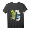 Kinder 5. Geburtstag Feuerwehr Jungen Dino Dinosaurier T-Shirt – Lustiges Geburtstagsoutfit für kleine Feuerwehrleute und Dinosaurier-Fans
