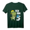 Kinder 5. Geburtstag Feuerwehr Jungen Dino Dinosaurier T-Shirt – Lustiges Geburtstagsoutfit für kleine Feuerwehrleute und Dinosaurier-Fans