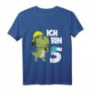 Kinder 5. Geburtstag Feuerwehr Jungen Dino Dinosaurier T-Shirt – Lustiges Geburtstagsoutfit für kleine Feuerwehrleute und Dinosaurier-Fans