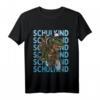 Kinder Schulkind Dinosaurier fährt Rad T-Shirt – Lustiges Einschulungsgeschenk für Jungen und Mädchen zum ersten Schultag, Dino T-Rex mit Schulrucksack