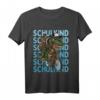 Kinder Schulkind Dinosaurier fährt Rad T-Shirt – Lustiges Einschulungsgeschenk für Jungen und Mädchen zum ersten Schultag, Dino T-Rex mit Schulrucksack