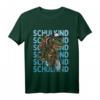 Kinder Schulkind Dinosaurier fährt Rad T-Shirt – Lustiges Einschulungsgeschenk für Jungen und Mädchen zum ersten Schultag, Dino T-Rex mit Schulrucksack