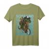 Kinder Schulkind Dinosaurier fährt Rad T-Shirt – Lustiges Einschulungsgeschenk für Jungen und Mädchen zum ersten Schultag, Dino T-Rex mit Schulrucksack
