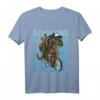 Kinder Schulkind Dinosaurier fährt Rad T-Shirt – Lustiges Einschulungsgeschenk für Jungen und Mädchen zum ersten Schultag, Dino T-Rex mit Schulrucksack