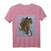 Kinder Schulkind Dinosaurier fährt Rad T-Shirt – Lustiges Einschulungsgeschenk für Jungen und Mädchen zum ersten Schultag, Dino T-Rex mit Schulrucksack