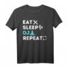 Lustiges DJ T-Shirt zum HapOwl - Eat Sleep DJ Repeat Shirt für Männer und Frauen, Perfekt für Discjockeys & Musikliebhaber