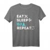 Lustiges DJ T-Shirt zum HapOwl - Eat Sleep DJ Repeat Shirt für Männer und Frauen, Perfekt für Discjockeys & Musikliebhaber