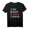 EAT Sleep Drone Repeat Shirt – Coole Drohnen Pilot Kleidung im Retro Style, Perfektes Geschenk für Drohnenliebhaber & Quadcopter Fans