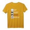 EAT SLEEP GAME REPEAT T-Shirt – Cooles Geschenk für Gamer, Zocker & Zockerinnen zum Geburtstag & Weihnachten