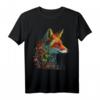 Fuchs Bunt Blumen - Blaue Augen Tier Kunst T-Shirt für Tierliebhaber und Freunde
