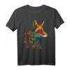 Fuchs Bunt Blumen - Blaue Augen Tier Kunst T-Shirt für Tierliebhaber und Freunde