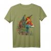 Fuchs Bunt Blumen - Blaue Augen Tier Kunst T-Shirt für Tierliebhaber und Freunde