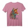 Fuchs Bunt Blumen - Blaue Augen Tier Kunst T-Shirt für Tierliebhaber und Freunde