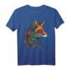 Fuchs Bunt Blumen - Blaue Augen Tier Kunst T-Shirt für Tierliebhaber und Freunde