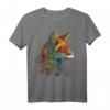 Fuchs Bunt Blumen - Blaue Augen Tier Kunst T-Shirt für Tierliebhaber und Freunde