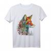Fuchs Bunt Blumen - Blaue Augen Tier Kunst T-Shirt für Tierliebhaber und Freunde