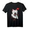 Westie Love Heart T-Shirt für West Highland White Terrier Liebhaber - Süßes Hundedesign für Valentinstag, Hundemom, Hundevater, Kinder & Hundeliebhaber