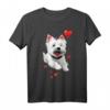 Westie Love Heart T-Shirt für West Highland White Terrier Liebhaber - Süßes Hundedesign für Valentinstag, Hundemom, Hundevater, Kinder & Hundeliebhaber