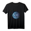 Damen Blume des Lebens mit Erde, heilige Geometrie, Yoga T-Shirt mit V-Ausschnitt – Spirituelle Mode für Meditation, Yoga & Naturschutz