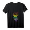 Damen Vintage Regenbogen Hirsch 'Ich Bin Queer Pride Lesben' T-Shirt mit V-Ausschnitt – Unterstützung, Liebe & Gleichheit