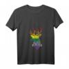 Damen Vintage Regenbogen Hirsch 'Ich Bin Queer Pride Lesben' T-Shirt mit V-Ausschnitt – Unterstützung, Liebe & Gleichheit