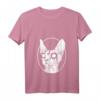 Damen Black Metal Sphynx Cat T-Shirt | Pastel Goth & Death Metal Design mit V-Ausschnitt