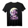 Pastel Goth Wiccan Cat & Skull T-Shirt – Cute Creepy Witchy Design für Gothic, Nu Goth, Soft Grunge & Cosplay Style