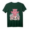 Kawaii Pastell Goth Dämonenkatze und Schädel T-Shirt – Süßes, Gruseliges Anime-Design für Katzenliebhaber & Gothic Fans