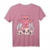 Kawaii Pastell Goth Dämonenkatze und Schädel T-Shirt – Süßes, Gruseliges Anime-Design für Katzenliebhaber & Gothic Fans