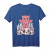 Kawaii Pastell Goth Dämonenkatze und Schädel T-Shirt – Süßes, Gruseliges Anime-Design für Katzenliebhaber & Gothic Fans