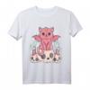 Kawaii Pastell Goth Dämonenkatze und Schädel T-Shirt – Süßes, Gruseliges Anime-Design für Katzenliebhaber & Gothic Fans