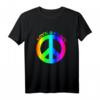 Love Peace 60er 70er Jahre Hippie-Kostüm Regenbogen T-Shirt – Buntes Retro-Frieden Zeichen für Karneval & Hippie-Festivals