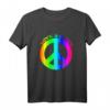 Love Peace 60er 70er Jahre Hippie-Kostüm Regenbogen T-Shirt – Buntes Retro-Frieden Zeichen für Karneval & Hippie-Festivals