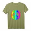 Love Peace 60er 70er Jahre Hippie-Kostüm Regenbogen T-Shirt – Buntes Retro-Frieden Zeichen für Karneval & Hippie-Festivals
