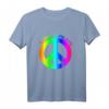 Love Peace 60er 70er Jahre Hippie-Kostüm Regenbogen T-Shirt – Buntes Retro-Frieden Zeichen für Karneval & Hippie-Festivals