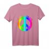Love Peace 60er 70er Jahre Hippie-Kostüm Regenbogen T-Shirt – Buntes Retro-Frieden Zeichen für Karneval & Hippie-Festivals