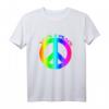 Love Peace 60er 70er Jahre Hippie-Kostüm Regenbogen T-Shirt – Buntes Retro-Frieden Zeichen für Karneval & Hippie-Festivals