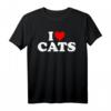 I Love Cats Herz T-Shirt – Lustiges Geschenk für Katzenliebhaber zu Weihnachten & Geburtstag