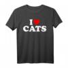 I Love Cats Herz T-Shirt – Lustiges Geschenk für Katzenliebhaber zu Weihnachten & Geburtstag