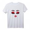 Damen MUA Süßes Gesicht mit Roter Lippe und Wimpern Print - Trendiges Make-up Künstler T-Shirt für Beauty & Fashion Fans