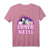 Death Metal Unicorn Rainbow T-Shirt mit Grim Reaper und Regenbogen – Lustiges Heavy Metal Shirt für Fans, Geburtstage & Geschenkideen