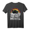 Heavy Meowtal Katze Retro Regenbogen Satanisch Heavy Metal T-Shirt – Lustiges Vintage Design für Metal Fans, Bandmitglieder & Festivalbesucher