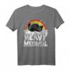 Heavy Meowtal Katze Retro Regenbogen Satanisch Heavy Metal T-Shirt – Lustiges Vintage Design für Metal Fans, Bandmitglieder & Festivalbesucher