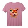 Aquarell Fuchs Herbst T-Shirts für Frauen und Kinder – Klassisch geschnitten, doppelt genäht, tierischer Herbstlook