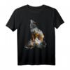 Wolf Heulen Berge Natur Tier Kunst T-Shirt für Tierliebhaber und Wolfs-Fans – Perfekt als Geschenk für Natur- und Tierfreunde